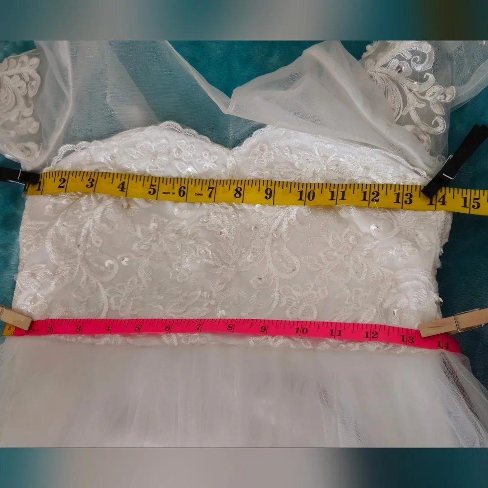 Unbranded White Beaded Tulle First Communion/JR Bridemaid/Formal Dress w/Train